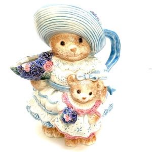 Fitz & Floyd Ceramic Tea Pot From The Hydrangea Bear Collection Vintage 1993